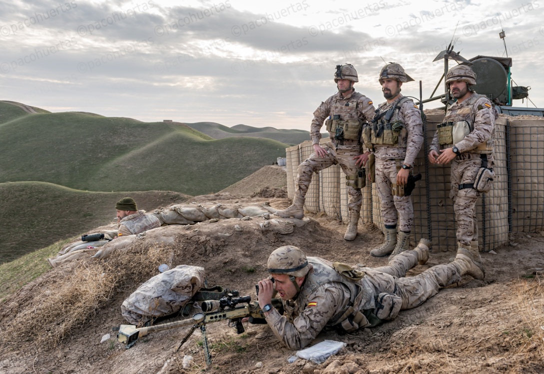 El Capitán dando protección las fuerzas del ejercito afgano desde la posición OPI Golf